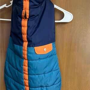Puppy Dog Blue and Orange Puffer Vest